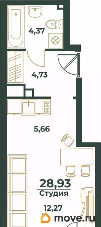 студия, 28.93 м&sup2;