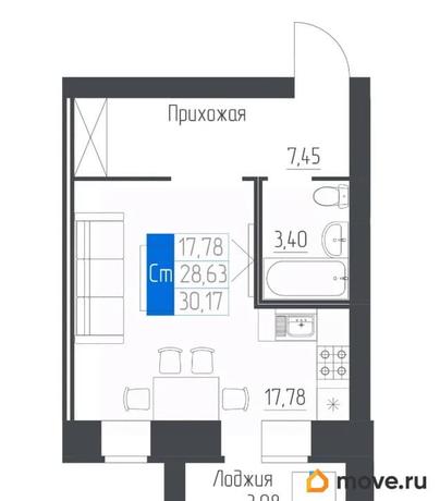 1-комн. квартира, 30.17 м&sup2;