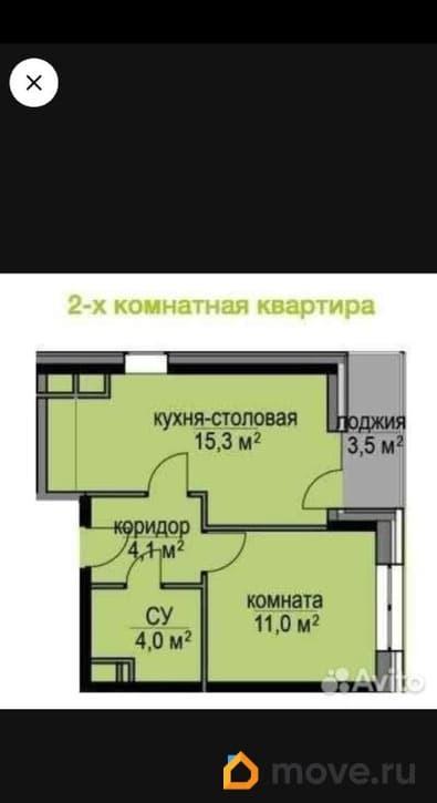 2-комн. квартира, 34.2 м&sup2;