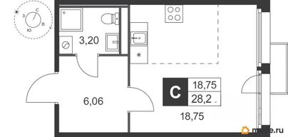 студия, 28.28 м&sup2;