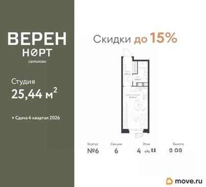студия, 25.44 м&sup2;