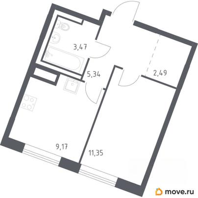 1-комн. квартира, 31.82 м&sup2;