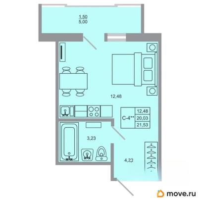 студия, 21.53 м&sup2;