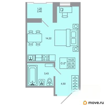студия, 23.35 м&sup2;