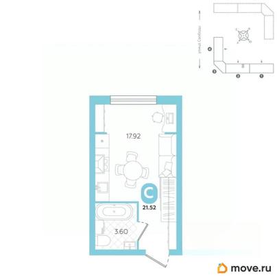 студия, 21.52 м&sup2;