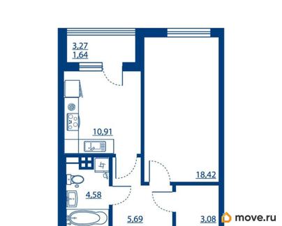 1-комн. квартира, 44.32 м&sup2;