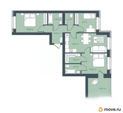 4-комн. квартира, 87.71 м&sup2;
