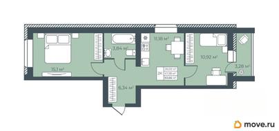 2-комн. квартира, 50.66 м&sup2;