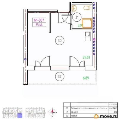 1-комн. апартаменты, 35.44 м&sup2;