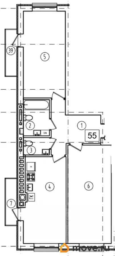 2-комн. квартира, 69.96 м&sup2;