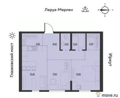 3-комн. квартира, 59.9 м&sup2;