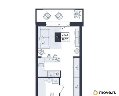 студия, 28.7 м&sup2;