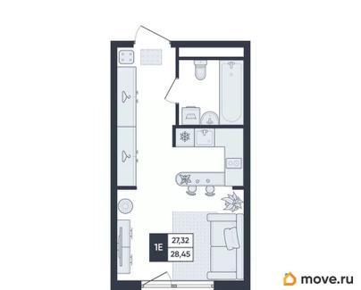 студия, 28.5 м&sup2;