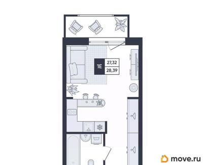 студия, 28.4 м&sup2;