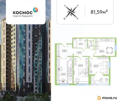 3-комн. квартира, 81.59 м&sup2;