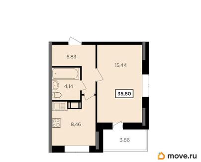 1-комн. квартира, 35.8 м&sup2;