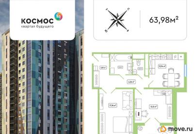 2-комн. квартира, 63.98 м&sup2;
