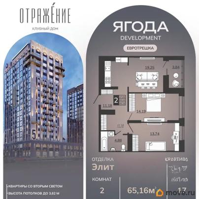 2-комн. квартира, 65.16 м&sup2;