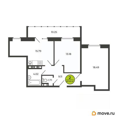2-комн. квартира, 67.5 м&sup2;