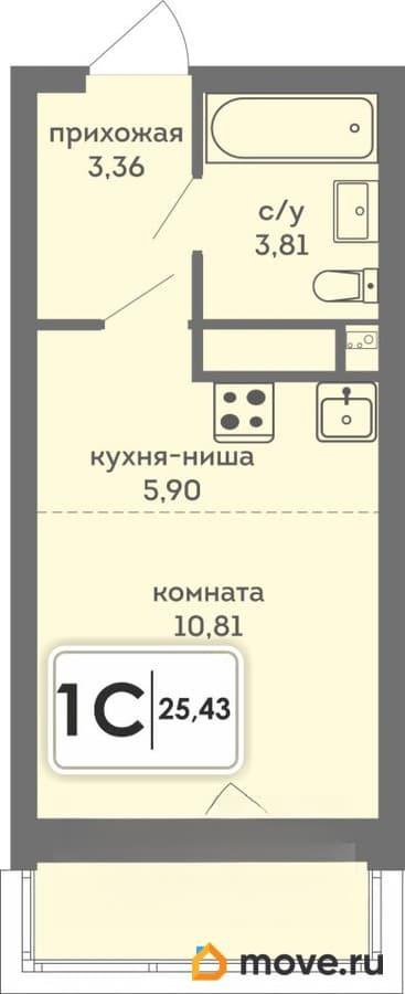 студия, 25.43 м&sup2;