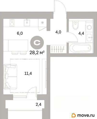 студия, 28.18 м&sup2;