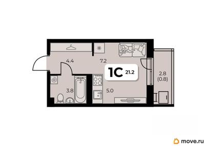 студия, 21.2 м&sup2;