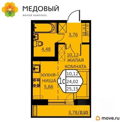 1-комн. квартира, 23.5 м&sup2;