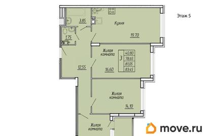 3-комн. квартира, 83.45 м&sup2;