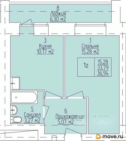 1-комн. квартира, 36.94 м&sup2;