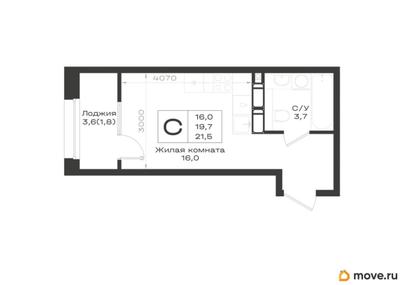 студия, 21.5 м&sup2;