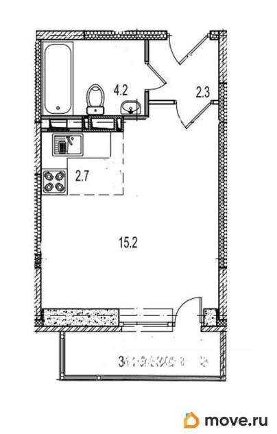 1-комн. квартира, 28.2 м&sup2;