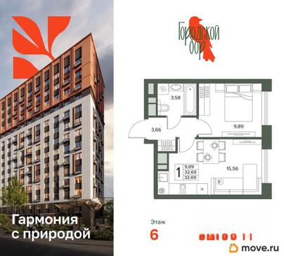 1-комн. квартира, 32.69 м&sup2;
