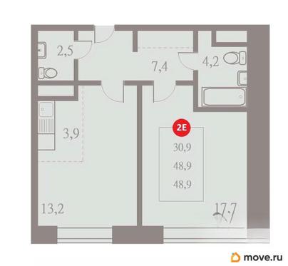 2-комн. квартира, 48.9 м&sup2;