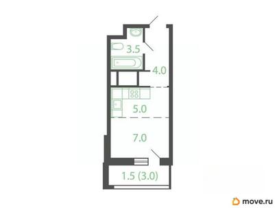 студия, 20.8 м&sup2;