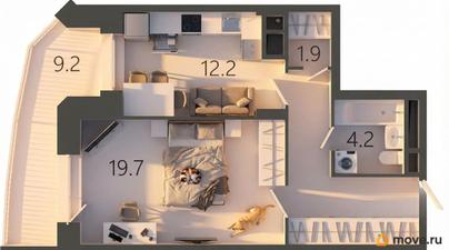 1-комн. квартира, 51.1 м&sup2;