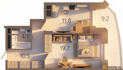 1-комн. квартира, 48.9 м&sup2;