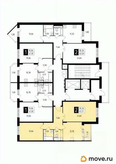 2-комн. квартира, 61.21 м&sup2;