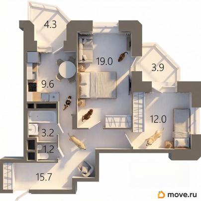 2-комн. квартира, 65 м&sup2;