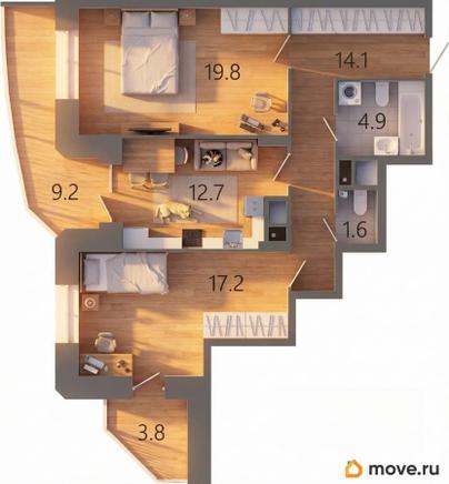 2-комн. квартира, 75 м&sup2;