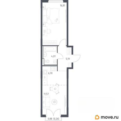 2-комн. квартира, 44.54 м&sup2;