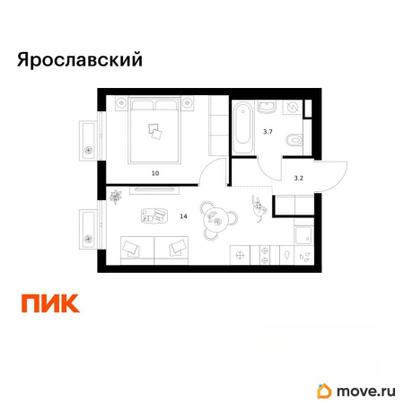 1-комн. квартира, 30.9 м&sup2;
