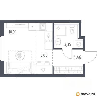 1-комн. квартира, 22.82 м&sup2;