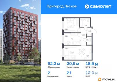 2-комн. квартира, 52.21 м&sup2;