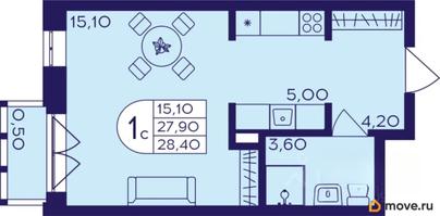 студия, 28.4 м&sup2;