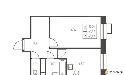 1-комн. квартира, 41.5 м&sup2;