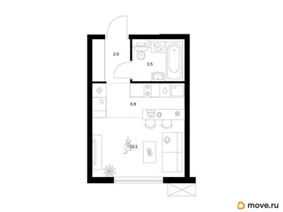 студия, 22.4 м&sup2;