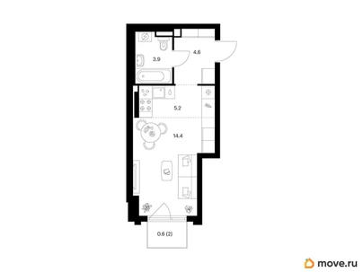 студия, 28.7 м&sup2;