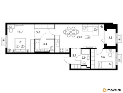 2-комн. квартира, 66.2 м&sup2;