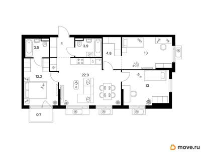 3-комн. квартира, 78 м&sup2;