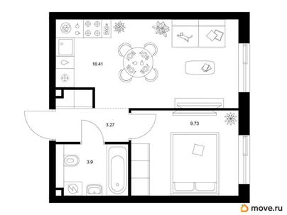 1-комн. квартира, 33.31 м&sup2;